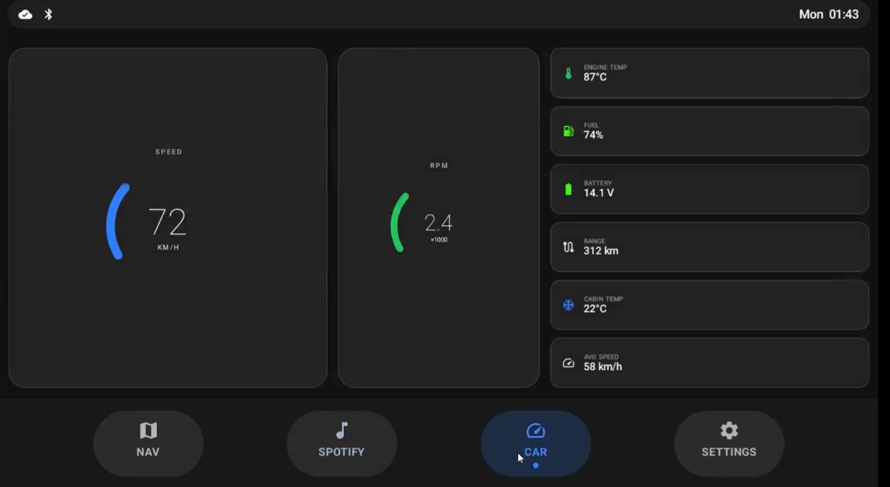 Startup Navigation UI car screen